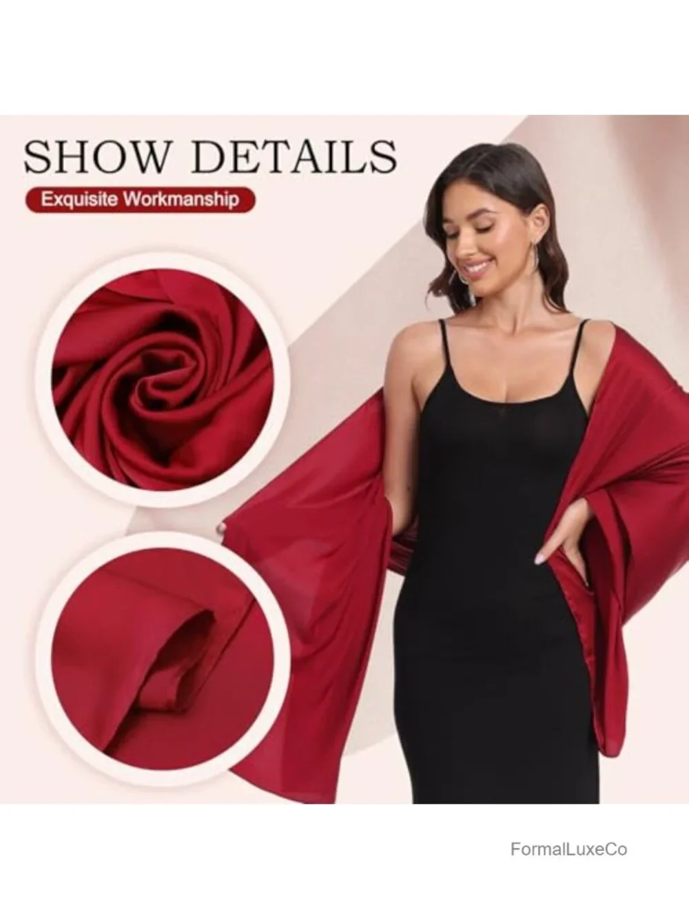 Satin Shawl Wrap for Evening Dresses Wedding Formal Cover Up